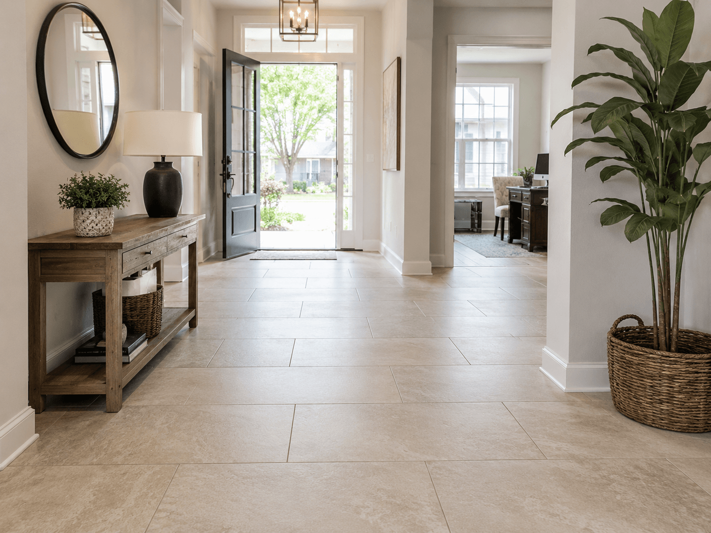 Finished tile floor in a Houston, TX home ready for a free quote